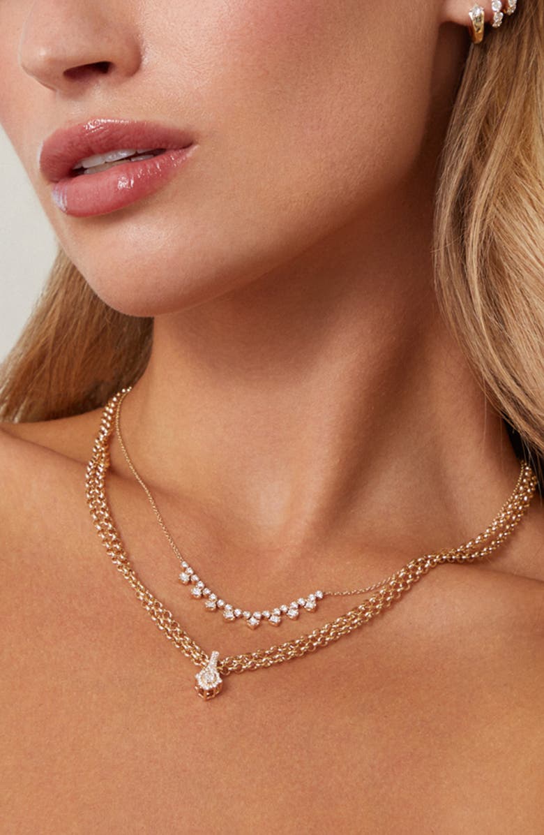 EF Collection Kate Diamond Frontal Necklace, Alternate, color, Gold