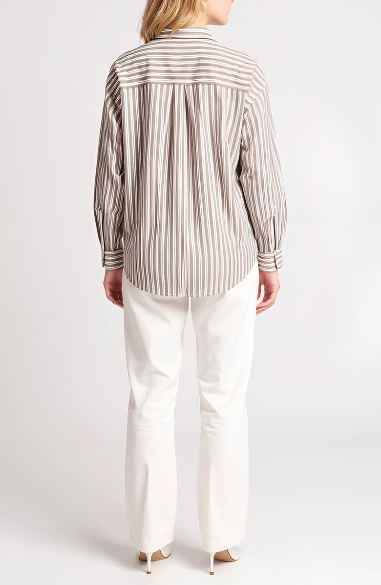 Nelle Atelier The Chacha Petite Button Down Shirt, Alternate, color, Chocolate Stripe