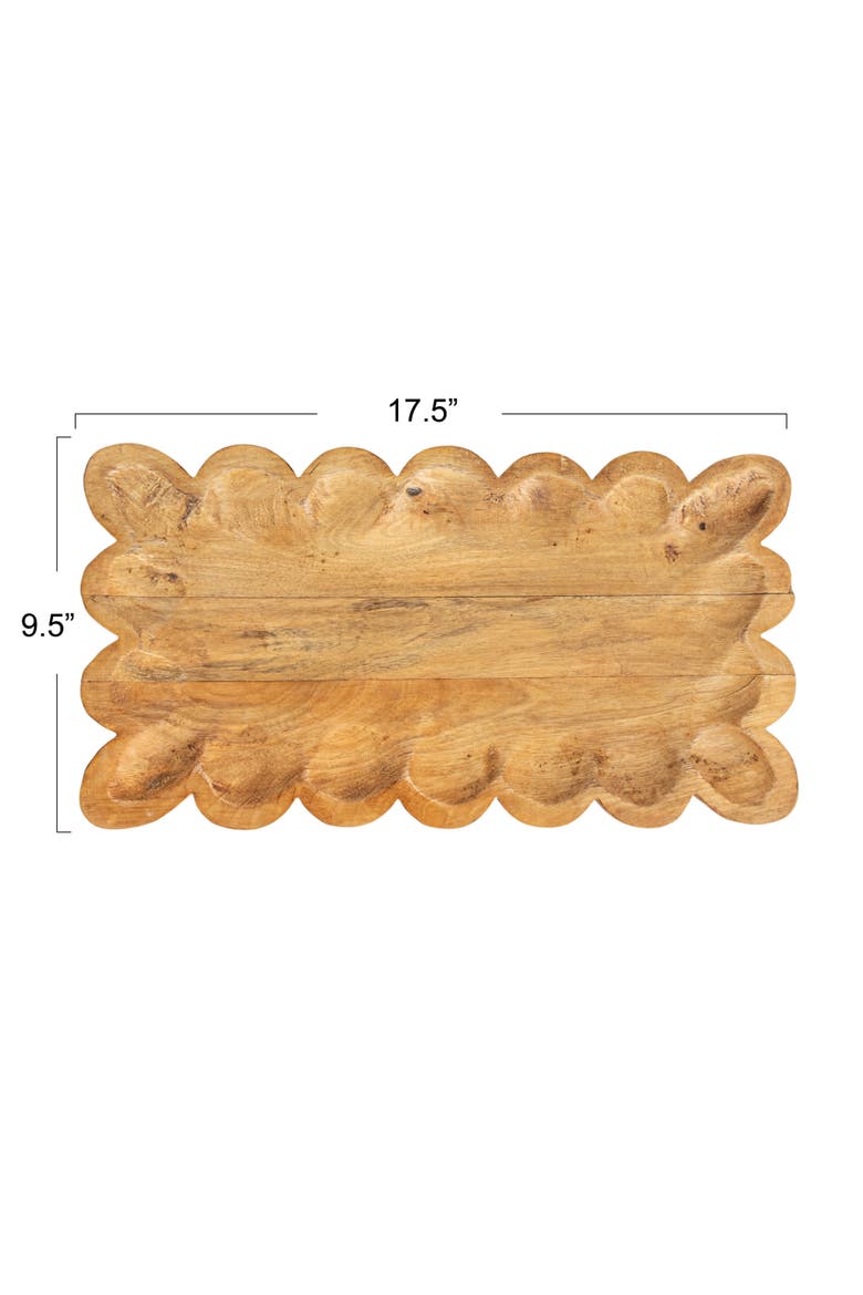 Scalloped Mango Wood Tray, Natural, Alternate, color, Natural