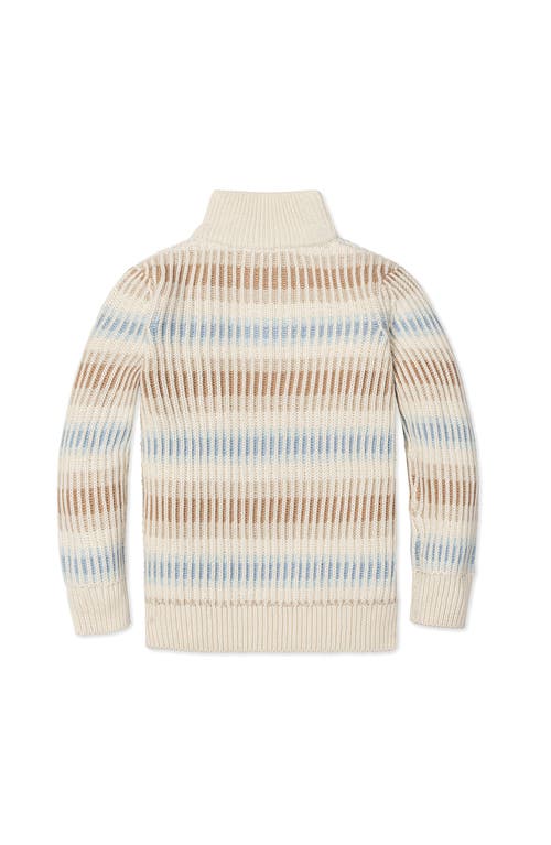 Hope & Henry Kids' Organic Mock Neck Stripe Sweater In Neutral