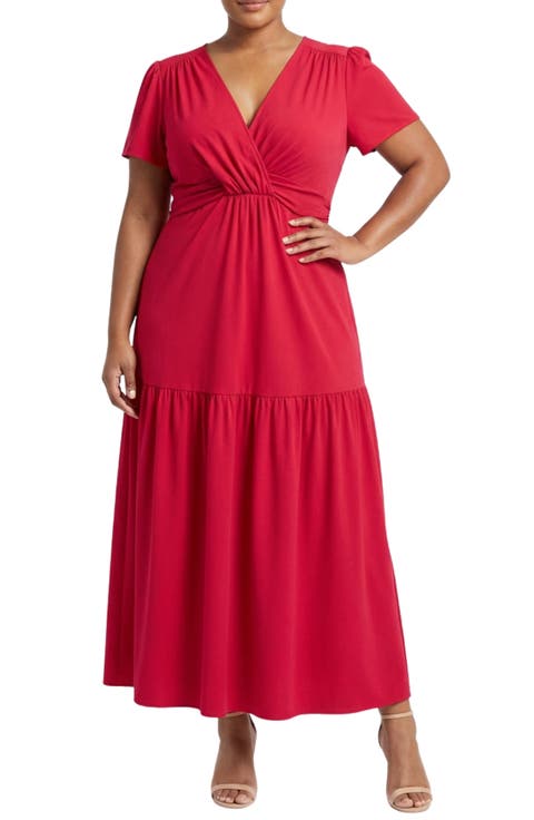 Twist Front Tiered Maxi Dress (Plus)