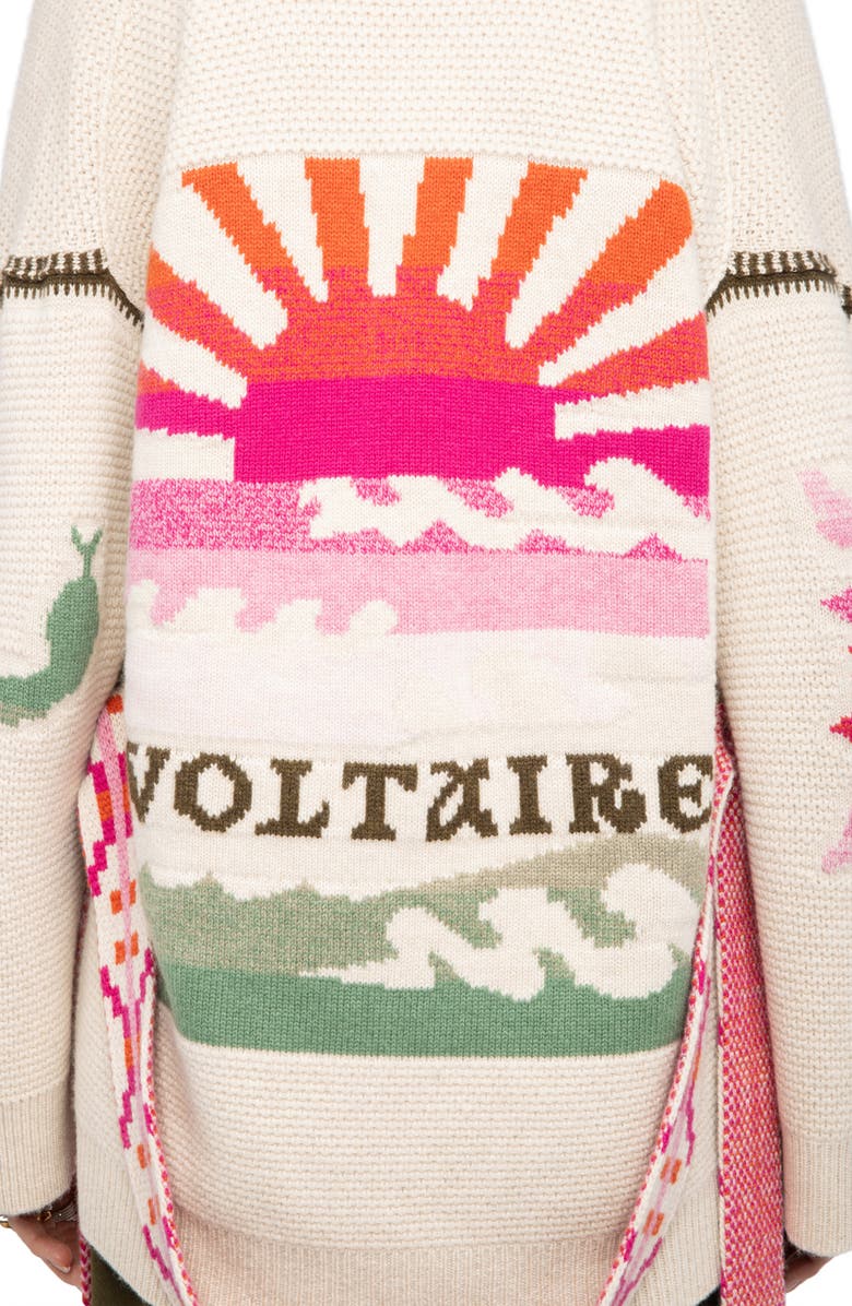 Zadig & Voltaire Alpa Wool Blend Sunset Cardigan, Alternate, color, Cream