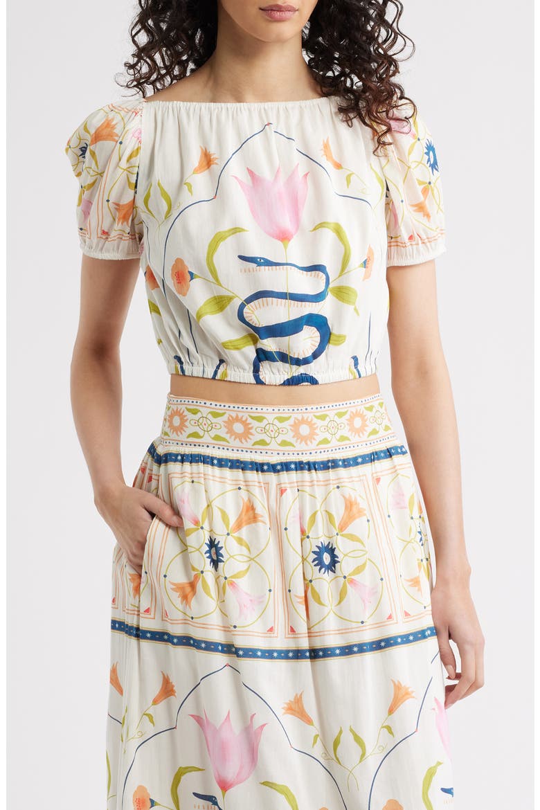 Emma Puff Sleeve Crop Cotton Blend Top, Main, color, MONTECITO PRINT