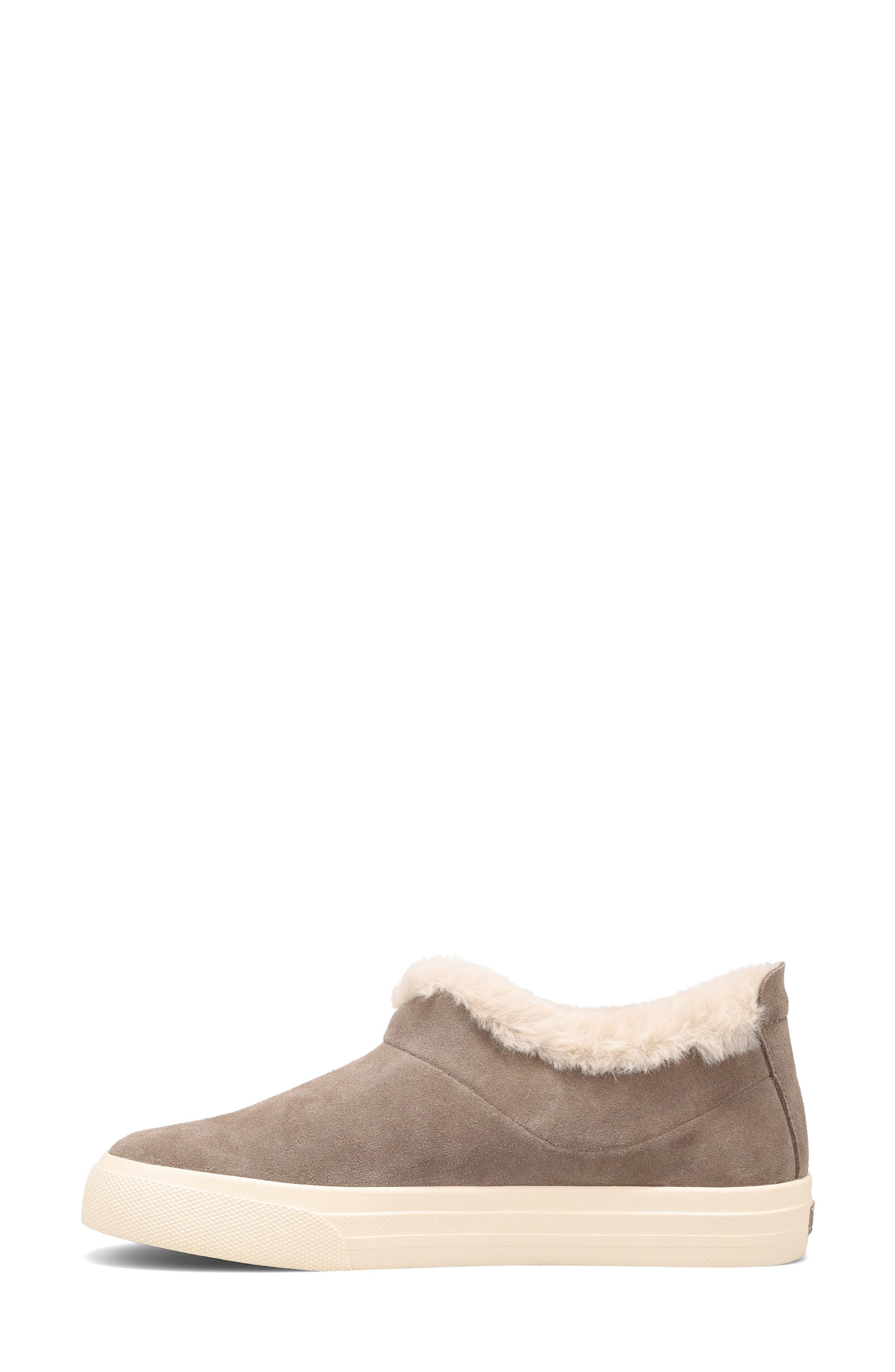 Taos Mini Chic Water Resistant Faux Fur Ankle Bootie, Alternate, color, Dark Taupe Suede