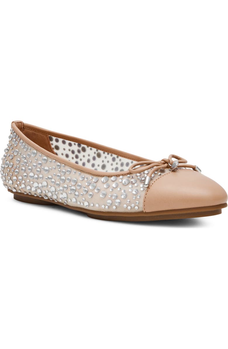 Anne Klein Luci Bow & Crystal Embellished Ballet Flat, Main, color, Crystals