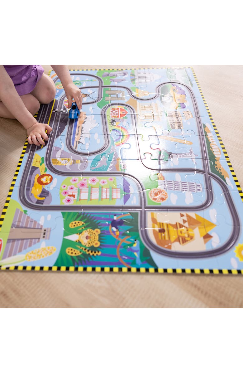 Melissa & Doug Race Around the World Tracks 48-Piece Floor Puzzle, Alternate, color,