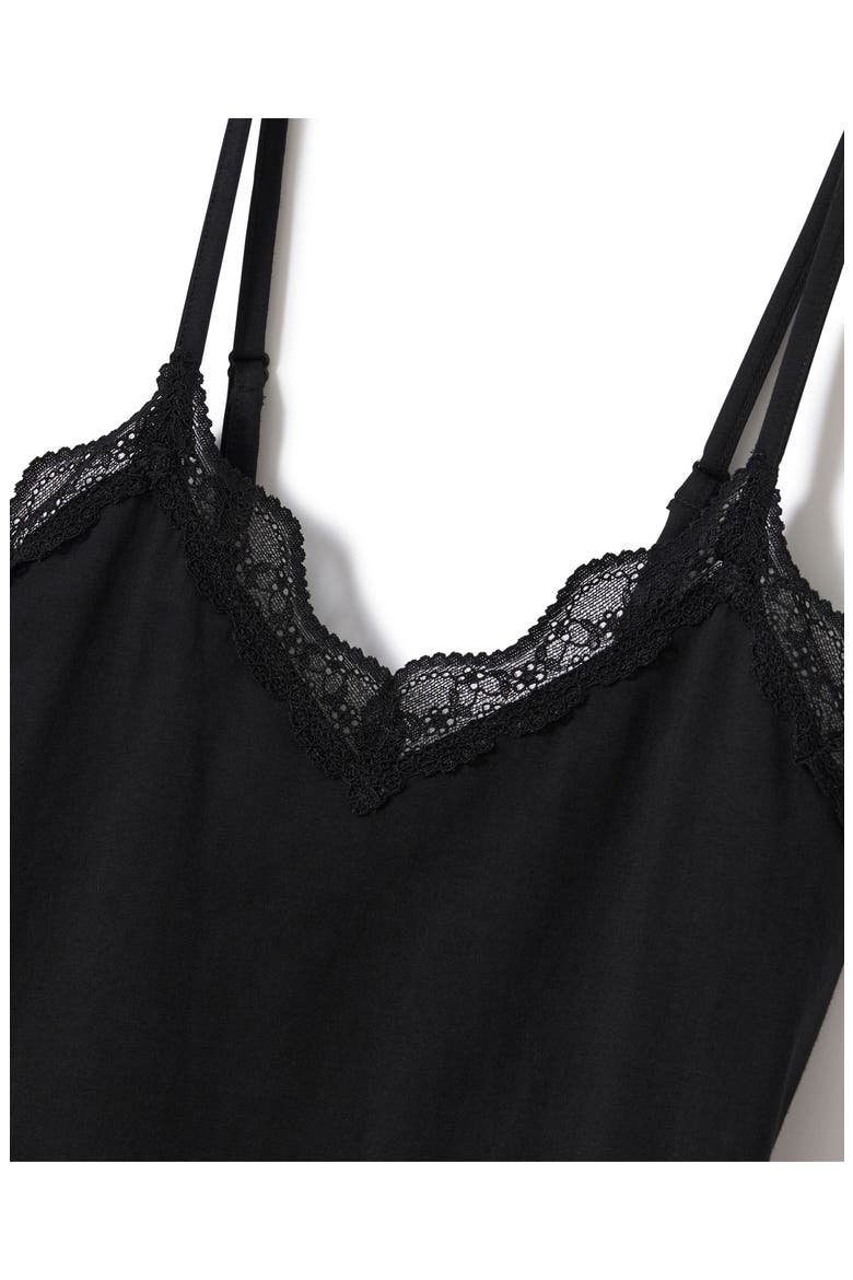 Lace Trim Pima Cotton Chemise, Alternate, color, BLACK