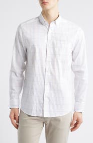 Johnston & Murphy XC4® Windowpane Print Performance Button-Down Shirt