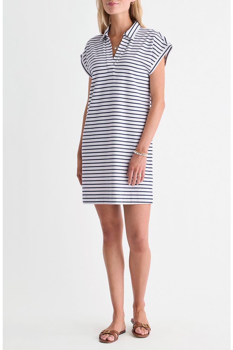 Margo Stripe Short Sleeve Polo Dress, Main, color, BAYSTRIPE WHITE/ NAVY