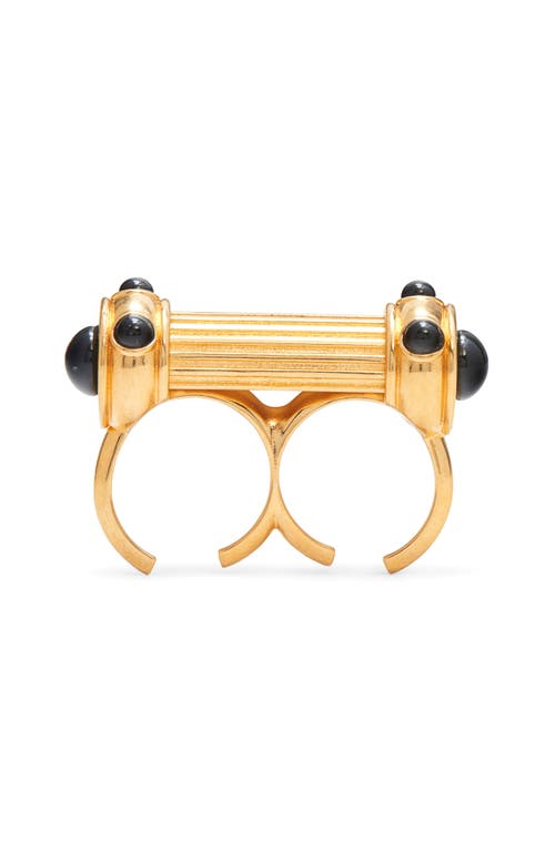 Tom Ford Cabochon Two Finger Ring In 3yn14 Vintage Gold/black