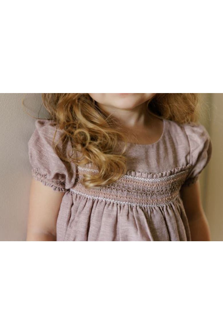 Looms Stitch Collection - 3/4 Smocked Linen Dress, Alternate, color, Mauve