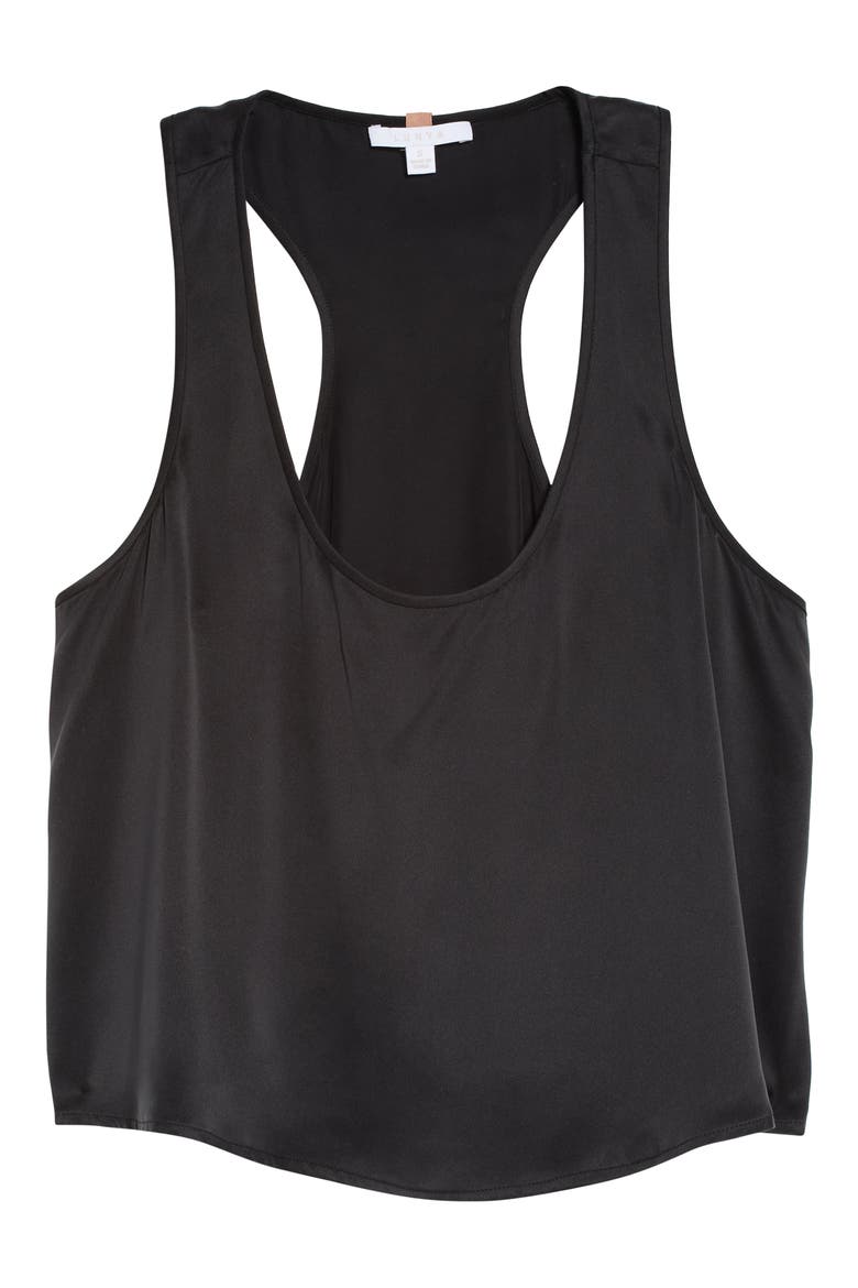 Racerback Silk Pajama Tank, Alternate, color, IMMERSED BLACK