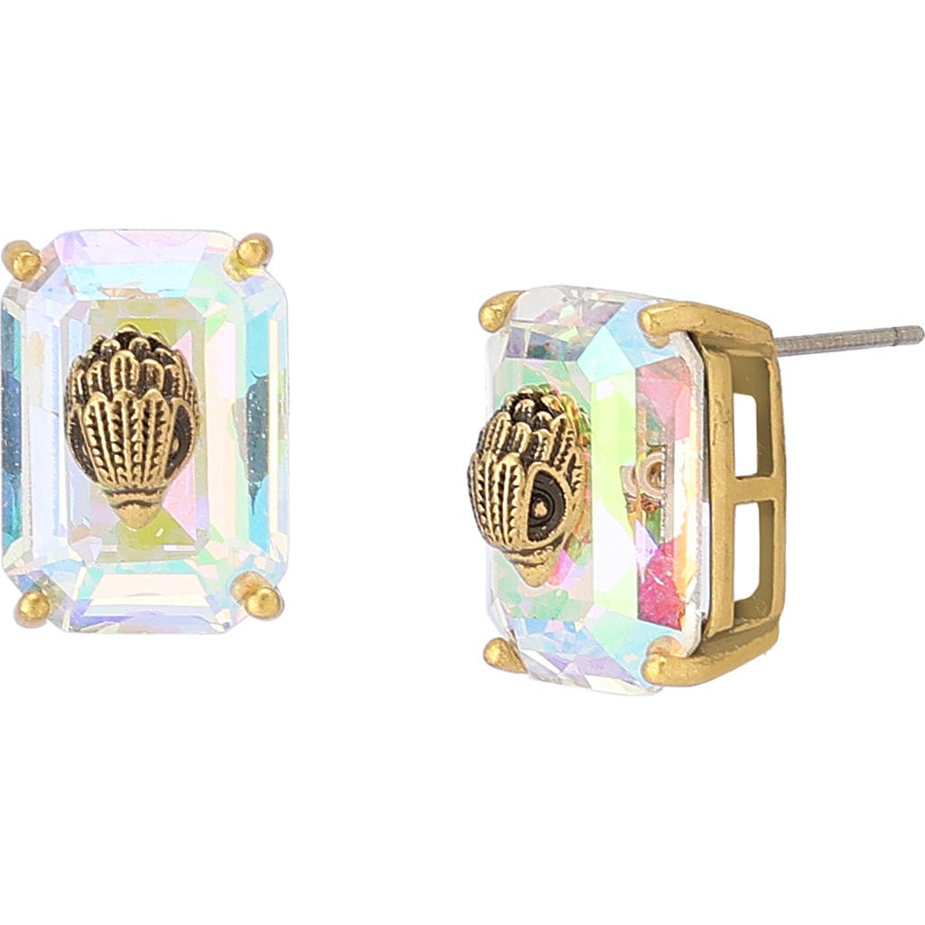 KURT GEIGER KURT GEIGER LONDON EMERALD CUT CRYSTAL STUD EARRINGS