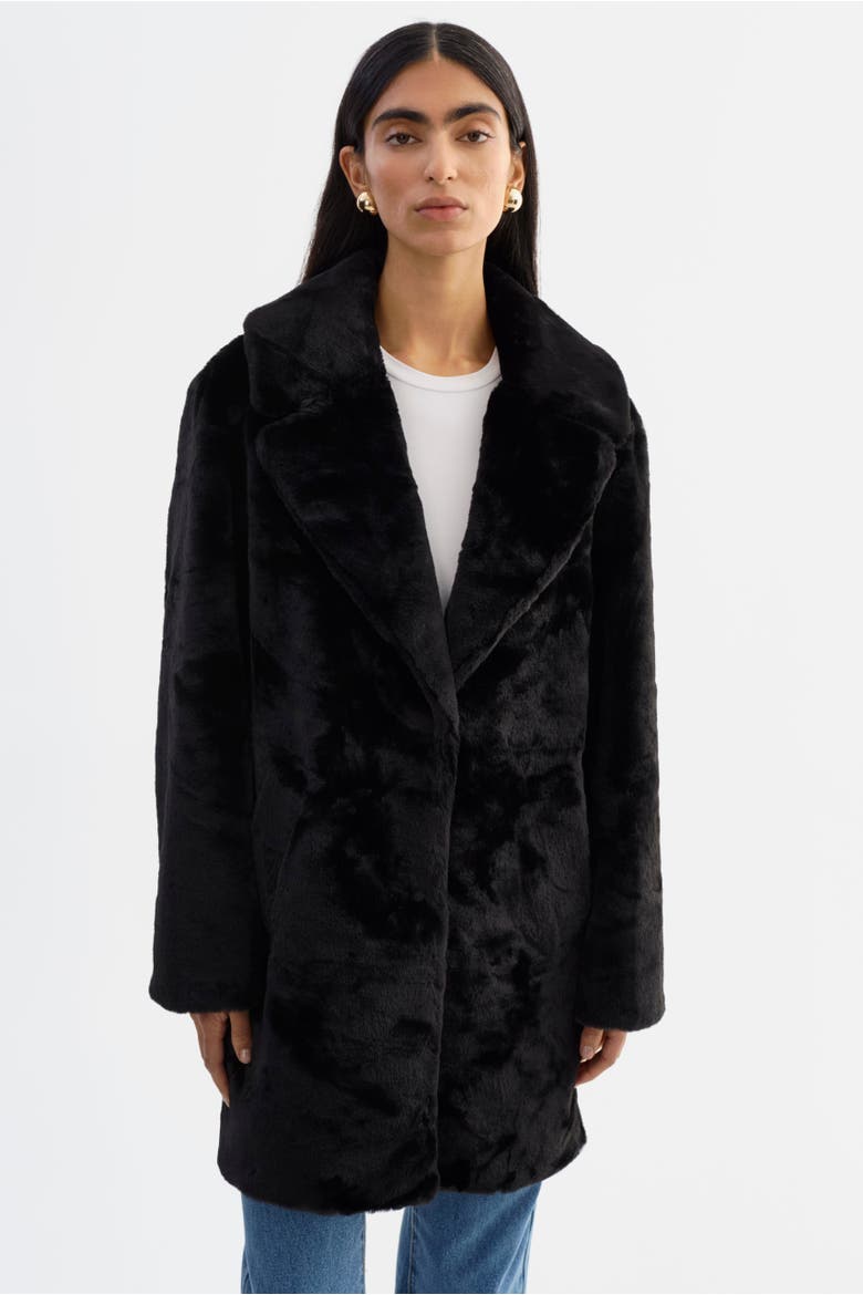 LINNEA | Faux Fur Coat, Main, color, Black