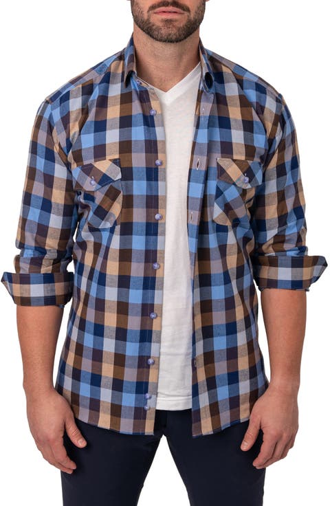 Check Embroidered Cotton Flannel Shirt (Regular & Big)
