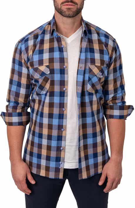 Maceoo Check Embroidered Cotton Flannel Shirt