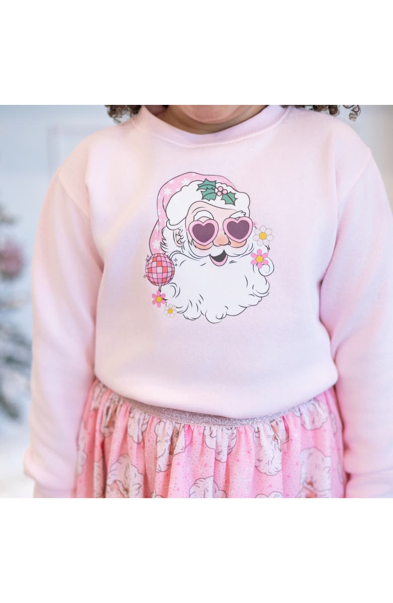 Sweet Wink Disco Santa Christmas Sweatshirt, Alternate, color, Ballet Pink