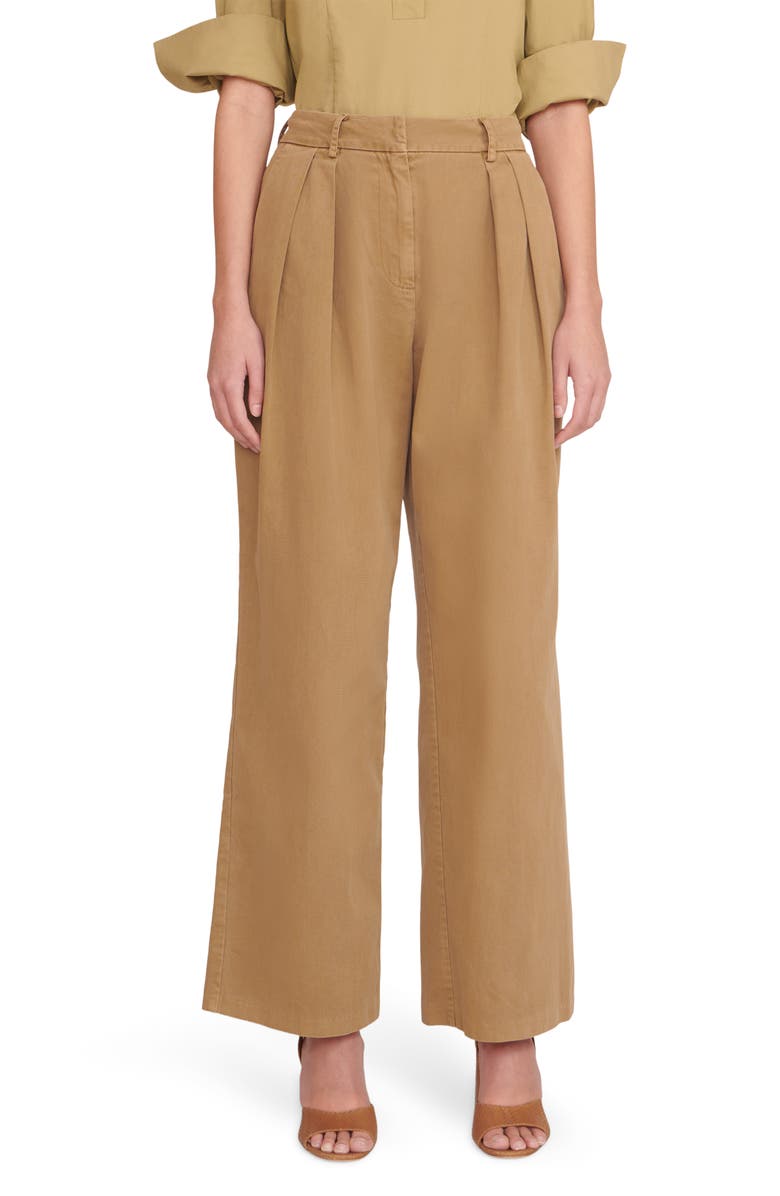 STAUD Luisa Wide Leg Cotton Twill Pants, Main, color, 