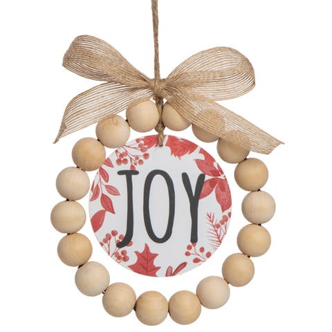 Wood Multicolored Christmas Beaded Decor Ornament
