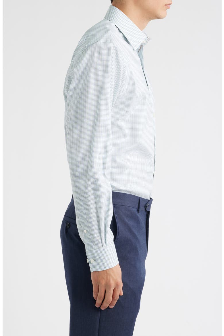 Traditional Fit Plaid Premium Performance Dress Shirt, Alternate, color, BLUE- GREEN NEWPORT PLAID
