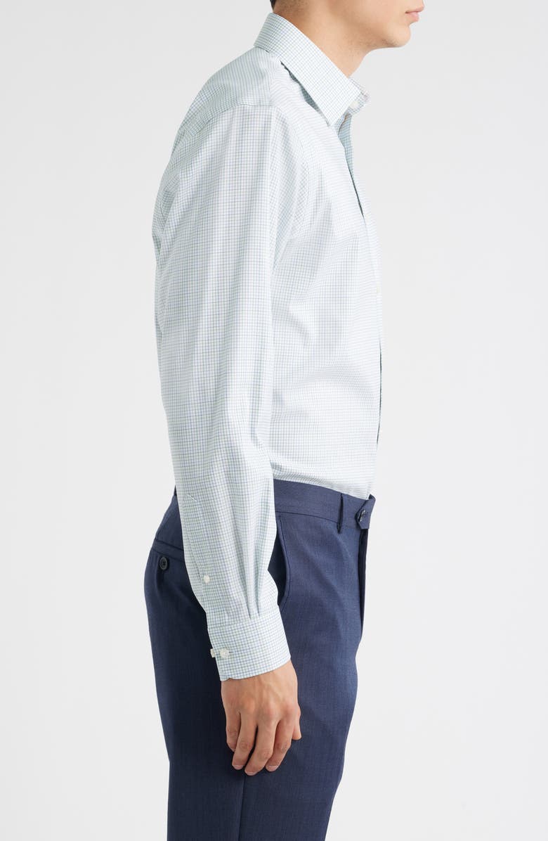 Nordstrom Traditional Fit Plaid Premium Performance Dress Shirt, Alternate, color, Blue- Green Newport Plaid