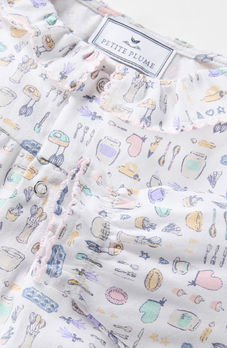 Petite Plume Madeline Print One-Piece Brushed Twill Pajamas, Alternate, color, White