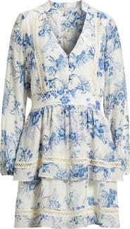 Chelsea28 Floral Long Sleeve Tiered Minidress