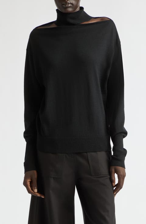 Shoulder Cutout Merino Wool Sweater