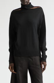 Courrèges Shoulder Cutout Merino Wool Sweater