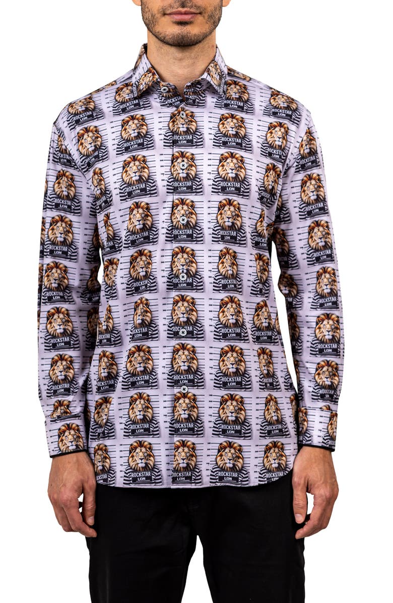 Maceoo Fibonacci Stretch Ascension 3319 Contemporary Fit Button-Up Shirt, Main, color, White