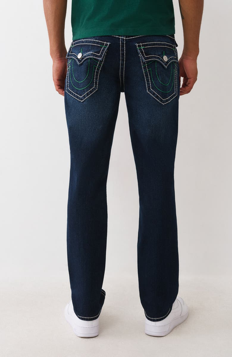 True Religion Geno Big T Flap Pocket Slim Jeans, Alternate, color, Dark Mahogany Wood Wash