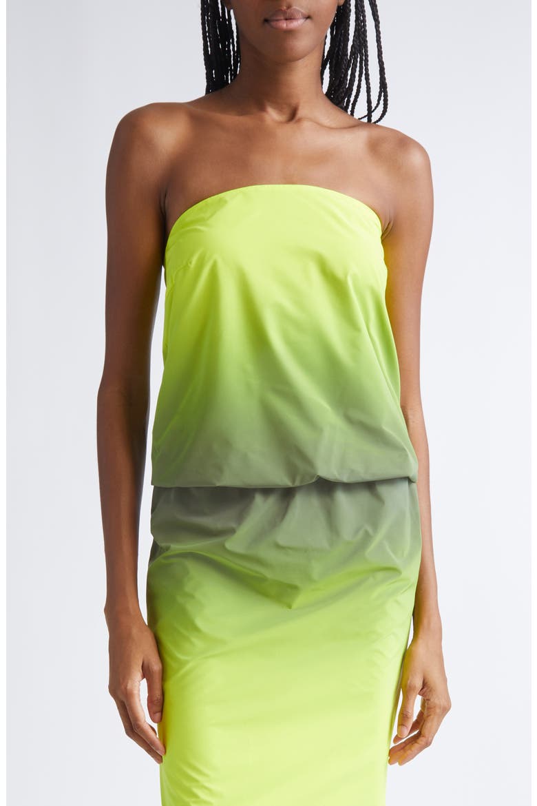 Gradient Reflective Strapless Bubble Top, Main, color, SILVER/ YELLOW