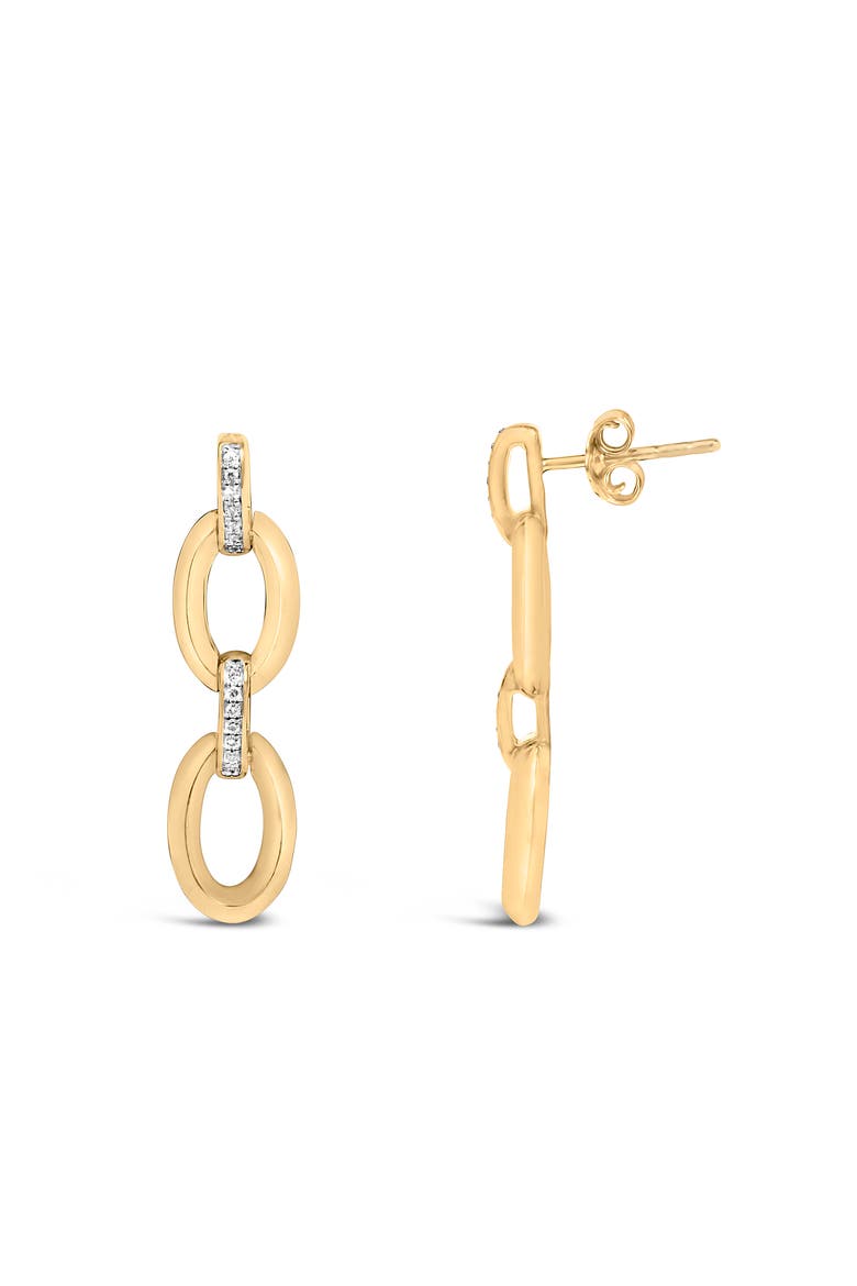 Gold Vermeil Diamond Accent Bold Oval Link Earring, Alternate, color, Silver