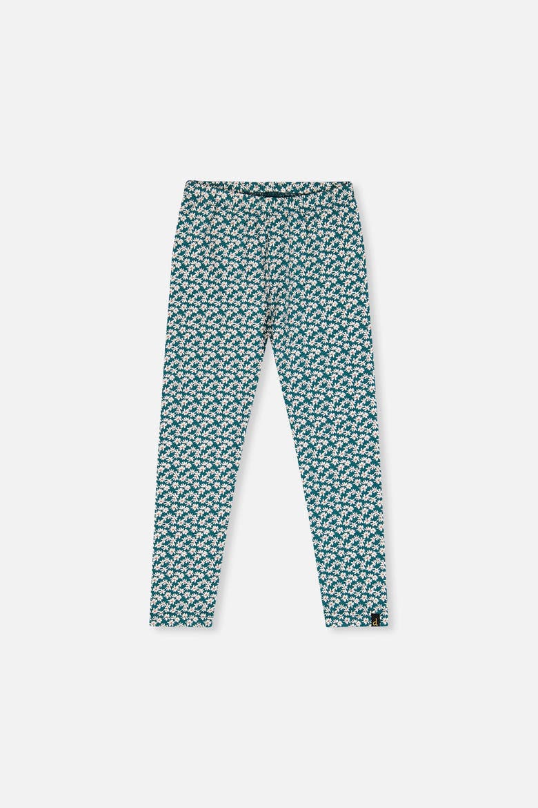 Organic Cotton Ditsy Flower Elastic Waist Leggings, Main, color, Green Floral Print