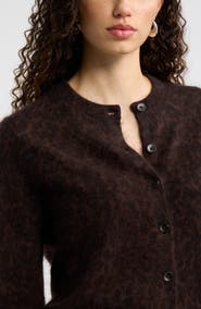 Nordstrom Brushed Leopard Print Cashmere Cardigan