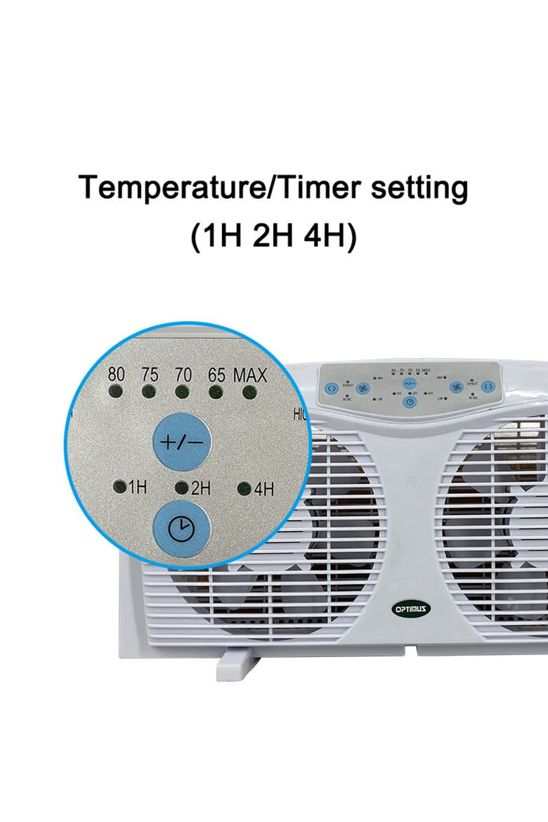 8 in. Electric Reversible Twin Window Fan with Thermostat & LED, Alternate, color, White
