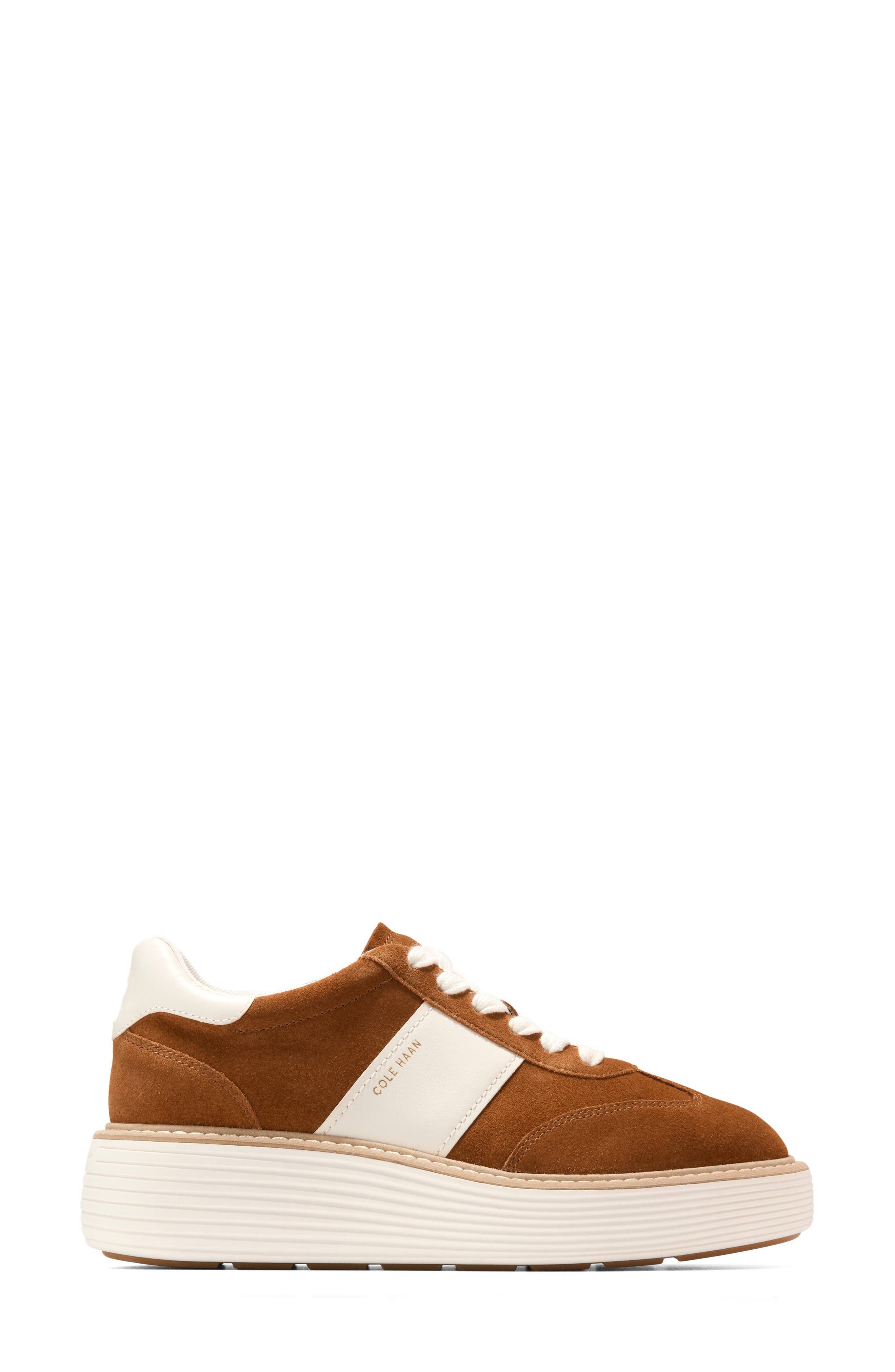 Cole Haan ØriginalGrand Max Platform Sneaker, Alternate, color, Tobacco Suede / Ivory Leather