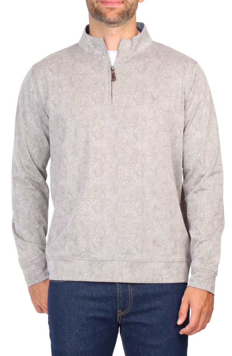 TailorByrd Tonal Tropical Print Micro Pique Pullover, Main, color, 