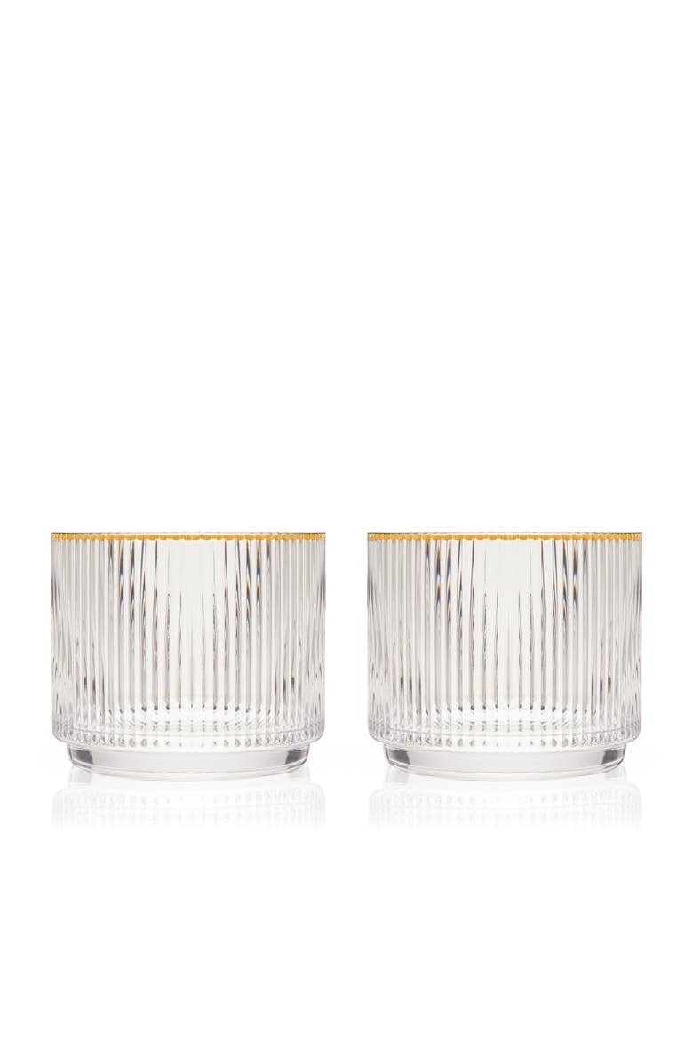 Meridian Crystal Gold Rimmed Lowball Tumblers Set of 2, Main, color, Clear