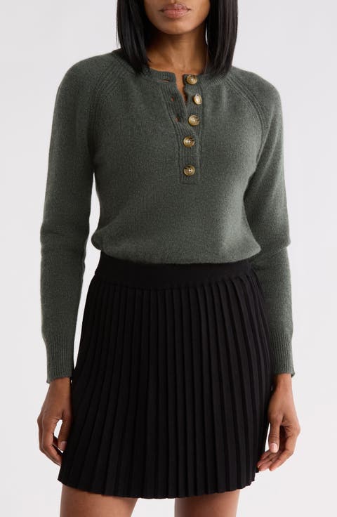Cashmere Raglan Henley Sweater
