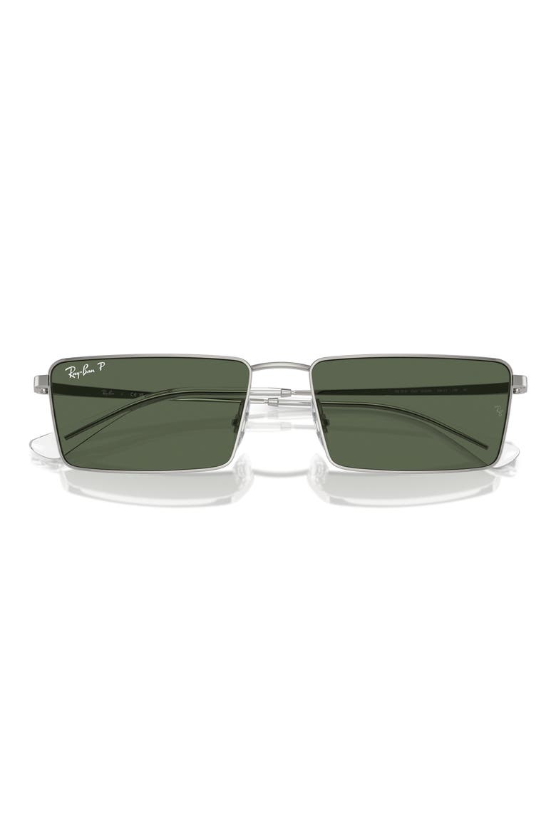 Emy 56mm Rectangular Sunglasses, Alternate, color, SILVER
