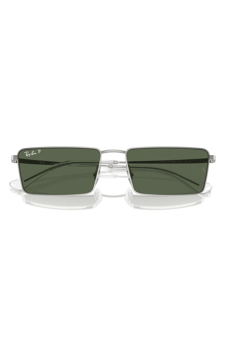 Ray-Ban Emy 56mm Rectangular Sunglasses, Alternate, color, Silver