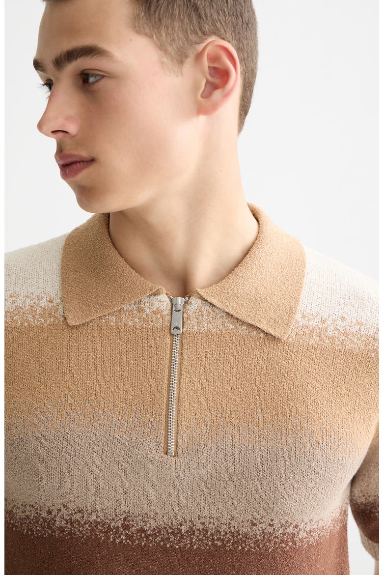 Dégradé Stripe Knit Quarter Zip Polo, Alternate, color, PLAZA TAUPE
