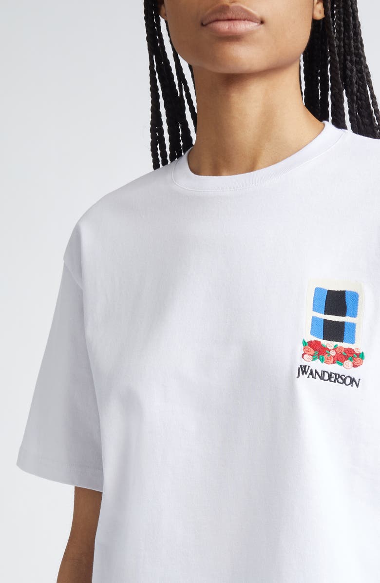 JW Anderson Window Embroidered Cotton T-Shirt, Alternate, color, 