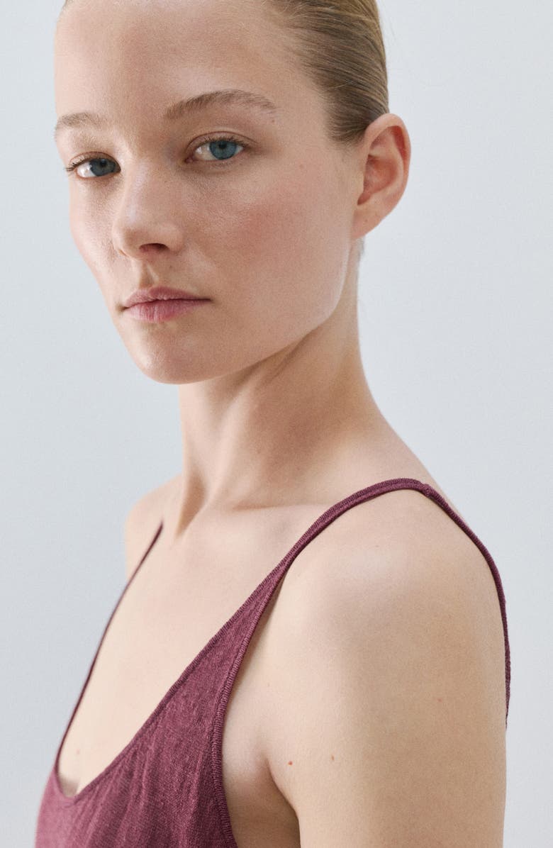 MANGO Linen Blend Midi Dress, Alternate, color, Purple