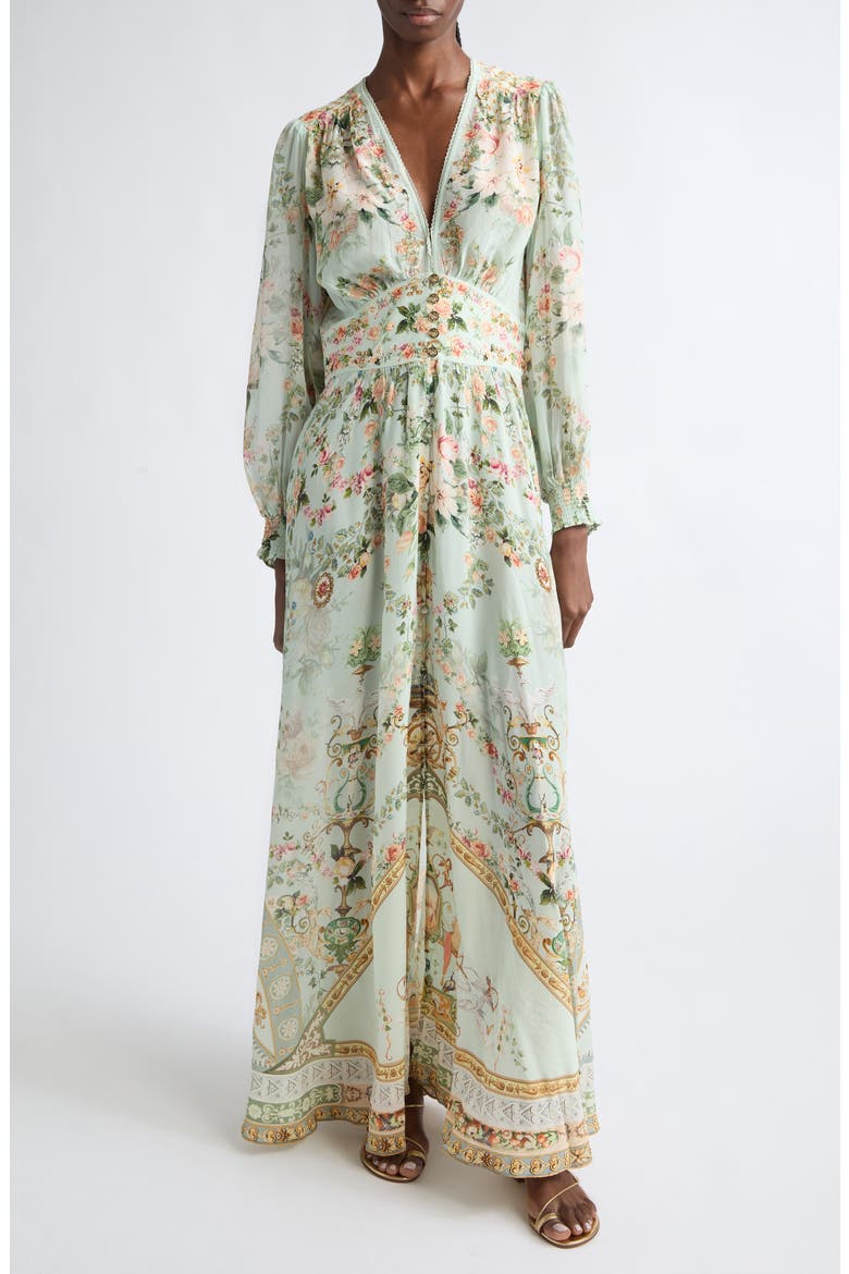 Shaped Waist Button Dress, Main, color, WILDFLOWER WUNDERLAND