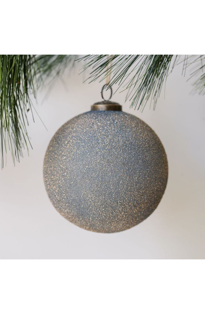 CG Hunter 5 inch Textured Slate Blue Glass Ornament, Main, color, Slate Blue With Gold Accents