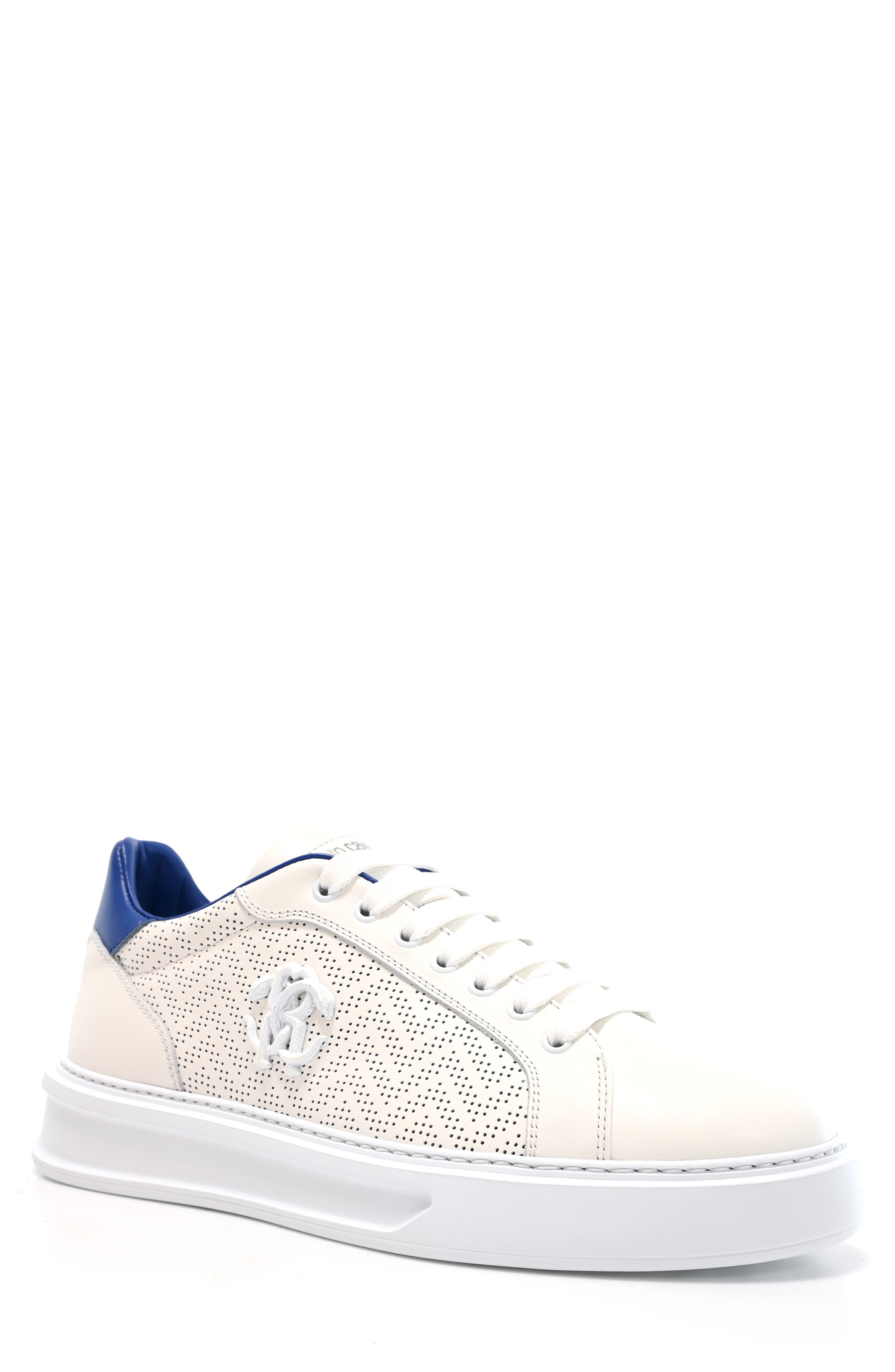 Roberto Cavalli Chucky Low Top Sneaker, Main, color, White/ Bluette