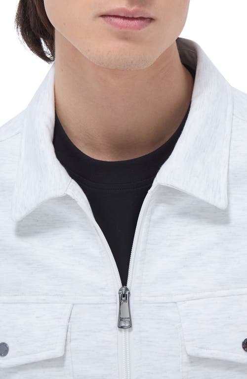 Bugatchi Soft Touch Zip Knit Shirt Jacket In Chalk