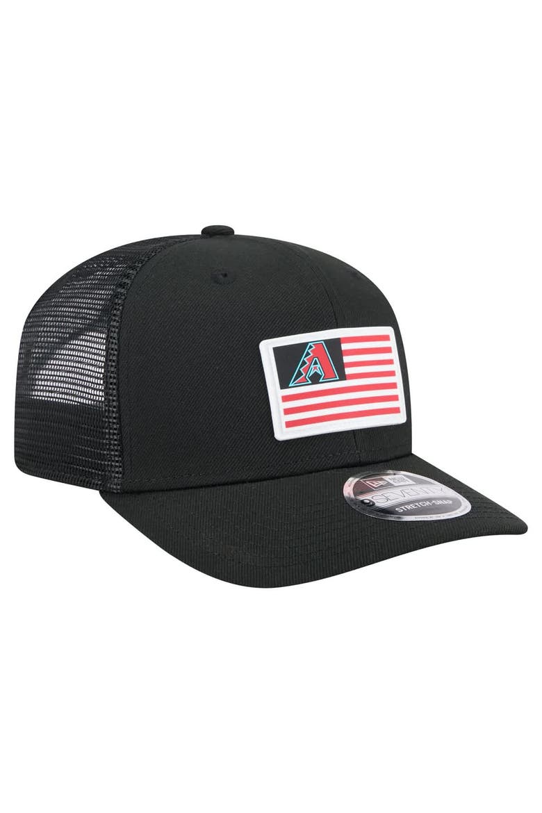 Men's New Era Black Arizona Diamondbacks Flag 9SEVENTY COOLERA Stretch-Snap Hat, Alternate, color, Black